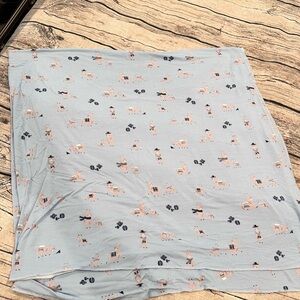 Angel Dear Soft Blue Swaddle Blanket With Llama Print 44” square